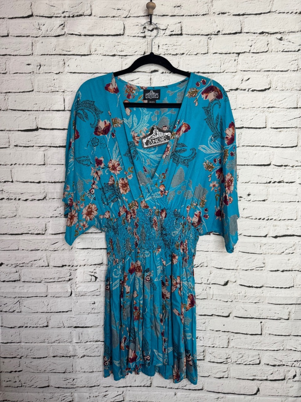 NWT Angie Turquoise Floral Kimono Dress